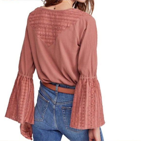 Free People Parisian Nights Top w Bell Sleeves - Picture 9 of 9